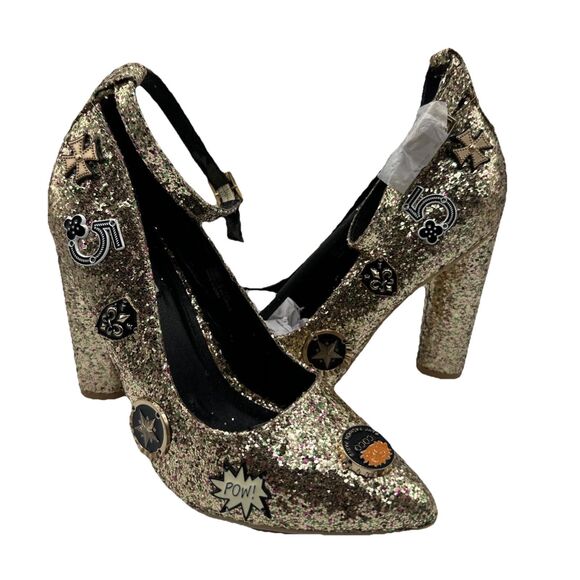 NEW Cape Robbin Pointy Toe Glitter Embellished Chunky High Heel Ankle Strap 8.5 - Picture 1 of 14